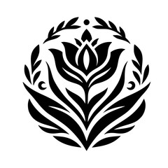 Elegant Black Floral Mandala Design, Minimalist, Vector Art