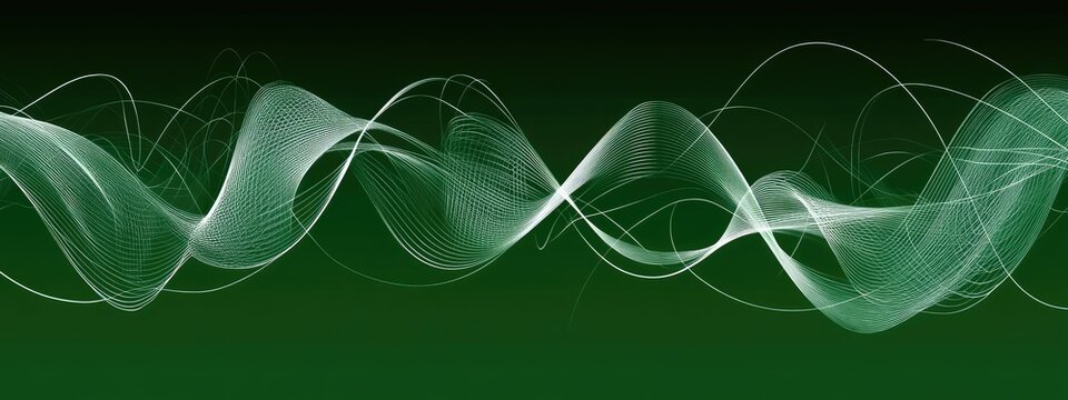 Abstract swirling lines on dark green background