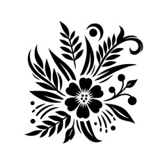 Elegant Black and White Floral Design Element