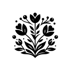 Black and White Floral Design: Minimalist Flower Motif