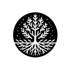 Black and White Tree of Life Symbol, Minimalism & Nature