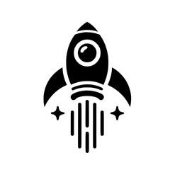 Black and White Rocket Ship Logo, Startup Concept, Space Exploration