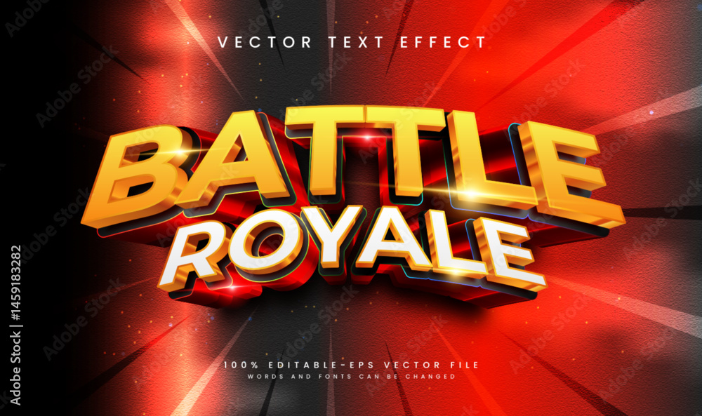 Aufkleber 3d text effect design for 'battle royale'. editable vector file. bold, dynamic style.