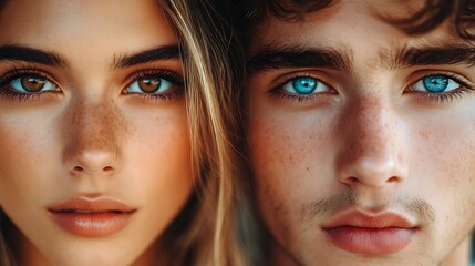 Close-up Portrait of a Young Couple with Striking Eyes