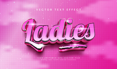 Pink glossy 3D text effect, editable vector file. Perfect for design projects.