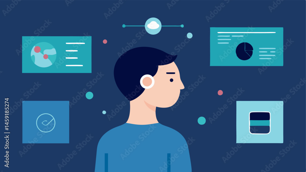 Poster interactive screen a vector of a patient looking at an interactive screen showing the benefits of ex