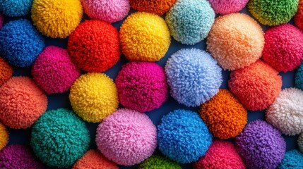 Vibrant colorful pom-poms