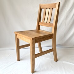 A simple wooden chair with clean lines on a white background