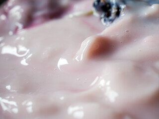 Macro texture of Tasty fruit yogurt background