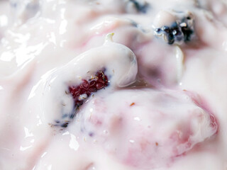 Macro texture of Tasty fruit yogurt background