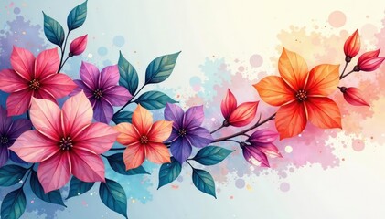 Fototapeta premium Abstract watercolor floral motif Blending colors create flowing, endless design , design element, seamless