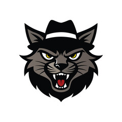 Angry Cat Wearing Fedora Hat