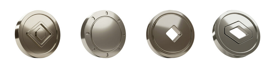 Set of Token Icons Isolated on Transparent Background