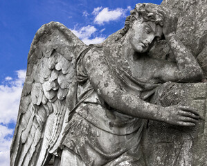 Beautiful angel with big wings. Guardian Angel. Angel savior	
