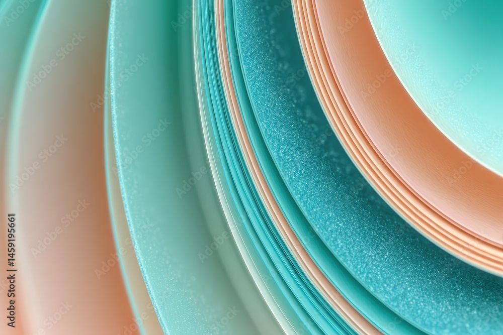 Aufkleber abstract close-up of layered teal and peach curves with a textured, artistic pattern.