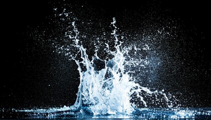 Dramatic Water Splash Against Black Background Perfect for Design Projects