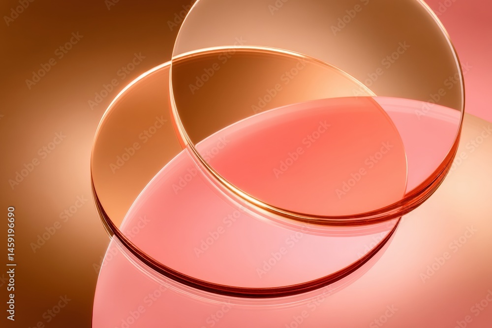 Poster abstract image featuring overlapping translucent discs in warm pink and brown tones with smooth grad