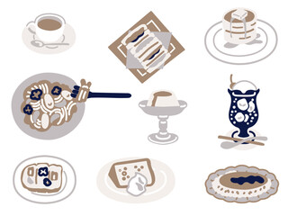 カフェメニューのイラストセット（カラー）