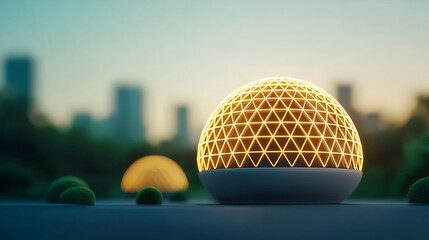 Futuristic sphere with glowing network structure