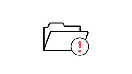 Folder icon with warning sign illustrating information error or important notice in a simple minimalist style ideal for digital communication