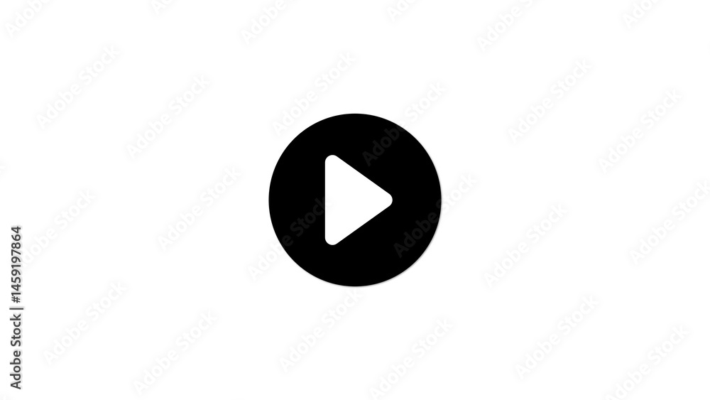 Poster simple and modern play button icon in black circle on white background perfect for video streaming w