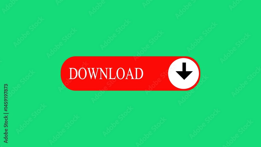 Poster digital download button with arrow icon for online content downloading in a vibrant green background