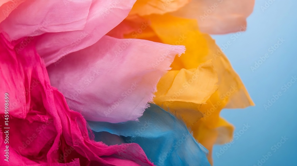 Aufkleber abstract image of vibrant pink, orange, and blue fabric draped artfully, creating a dynamic and colo