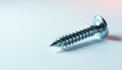 Close-up of sterile orthopedic screw on white backdrop , surgical tool, orthopedic screw