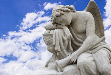 Beautiful angel with big wings. Guardian Angel. Angel savior	
