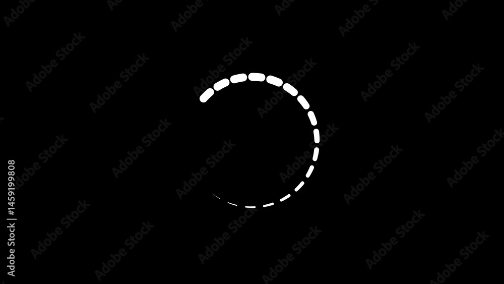 Poster animated loading circle design against a black background creating visual interest with its dotted a