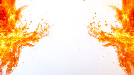 Flame border, orange color on a white background