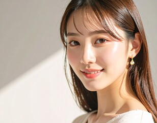 素肌の美しい日本人女性モデル