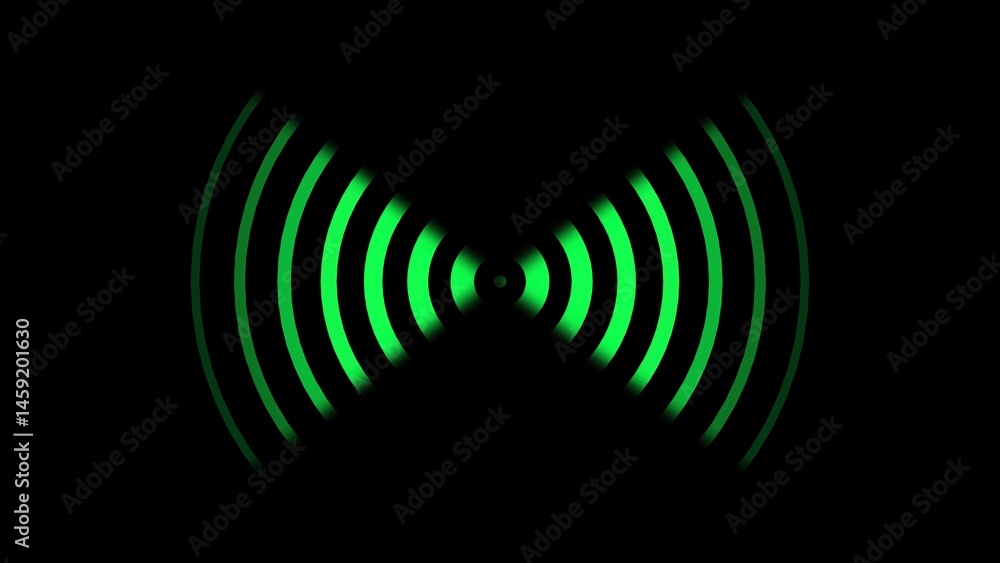 Poster green wifi symbol on black background indicating network connection wireless communication data tran