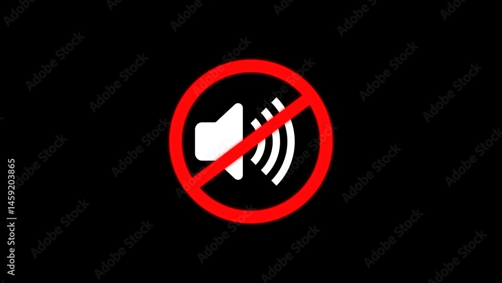 Poster silenced audio icon representing muted sound or deactivated volume in a modern design with black bac