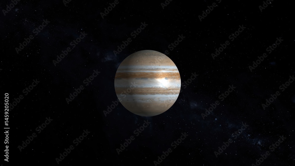Aufkleber a realistic depiction of the planet jupiter featuring its atmospheric bands against a dark starry ba