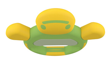 Cute Green and Yellow Colorful Turtle-Shaped Baby Turtle Rattle Toy for Infants Playful Adorable Cartoon Teether Smiling Face on a Transparent Background PNG