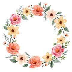 frame of flowers watercolor