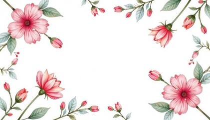 Obraz premium Delicate, small-scale floral print on white background, leaf, wallpaper, pattern