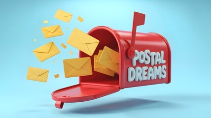 Mail delivery celebration post office digital artwork whimsical environment front view imagination and dreams