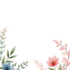 Fototapeta premium blue and pink flowers watercolor