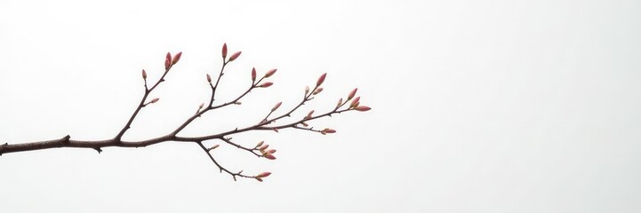 Delicate twigs suspended in mid-air against a stark white canvas, elegance, twig