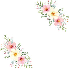 Obraz premium pink flower border watercolor