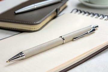 Neutral ballpoint pen centered on clean backdrop