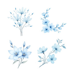 blue flowers watercolor