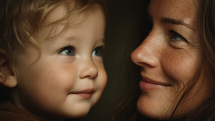 Joyful moments of a mother and her son sharing a playful bond at home