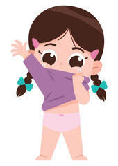 Cartoon Girl Getting Dressed

