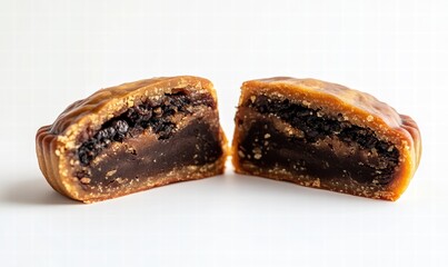 Black sesame mooncake cut display