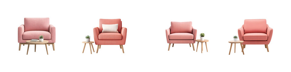 Fototapeta premium Modern pink living room furniture set