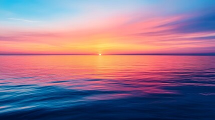 Fototapeta premium Vibrant sunset reflected on a smooth ocean surface