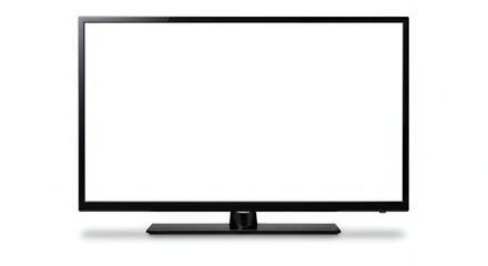 Modern flat-screen television isolated on white background, showcasing a blank display for digital content, perfect for presentations, advertising, or entertainment.